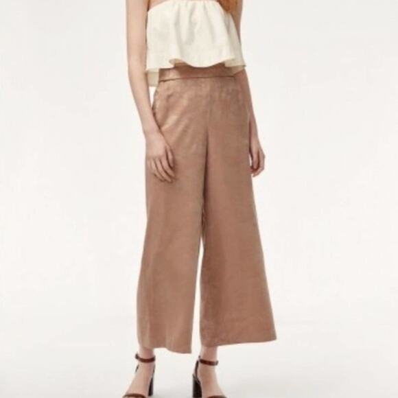 WILFRED x ARITZIA Printed Paisley Jacquard Faun Wide Leg Pants Nude {DD32} - Picture 1 of 8